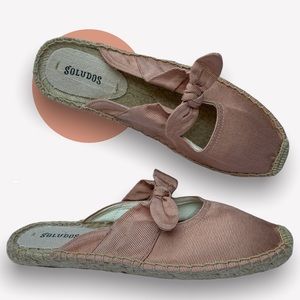 Soludos Alma Bow Espadrille Mules: Blush Pink Sz 7